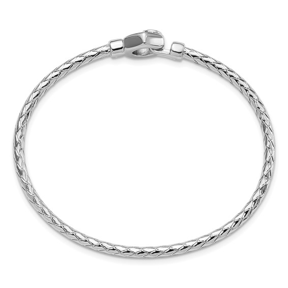 Leslie's Sterling Silver Rhodium-plated Polished Braid Hook Bangle