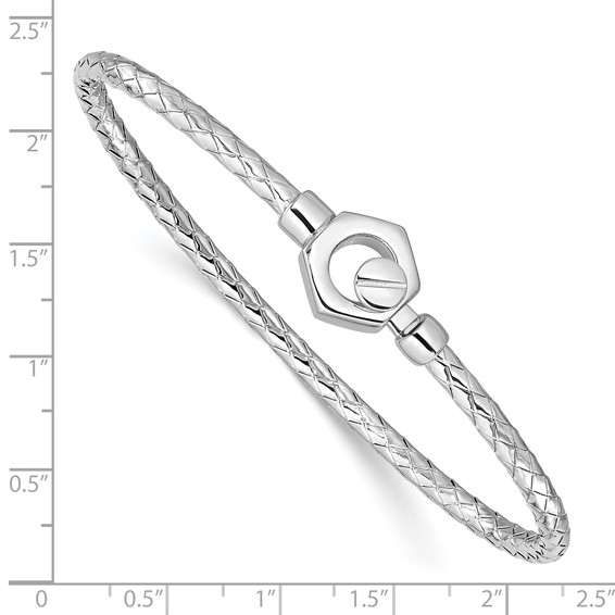 Leslie's Sterling Silver Rhodium-plated Polished Braid Hook Bangle