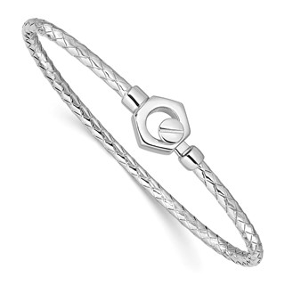 Leslie's Sterling Silver Rhodium-plated Polished Braid Hook Bangle