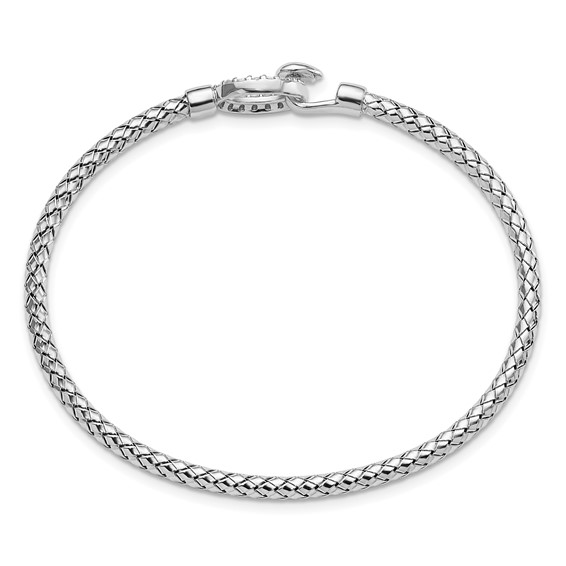 Leslie's Sterling Silver RH-plated CZ Polished Braided Hook Bangle