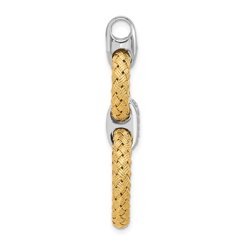 Sterling Silver Rh-plat and Gold-plated CZ Woven Circles Pendant