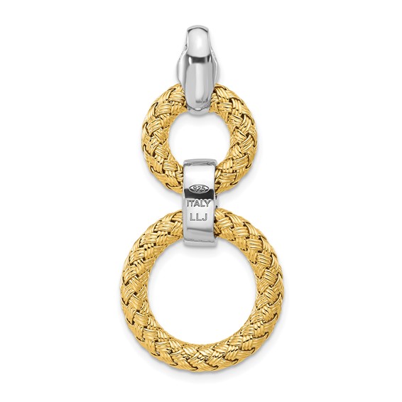 Leslie's Sterling Silver Rh-plat and Gold-plated CZ Woven Circles Pendant