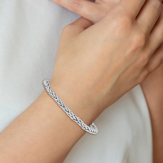 Leslie's Sterling Silver Rhodium-plated 7.5in. Bracelet