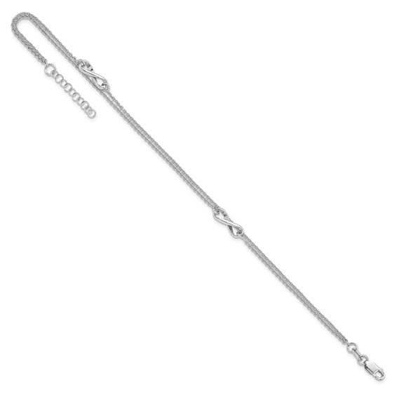 Leslie's Sterling Silver Rhodium-plated Infinity 2-Strand 9 inch Plus 1 inch Extender - Total 10 inch Anklet