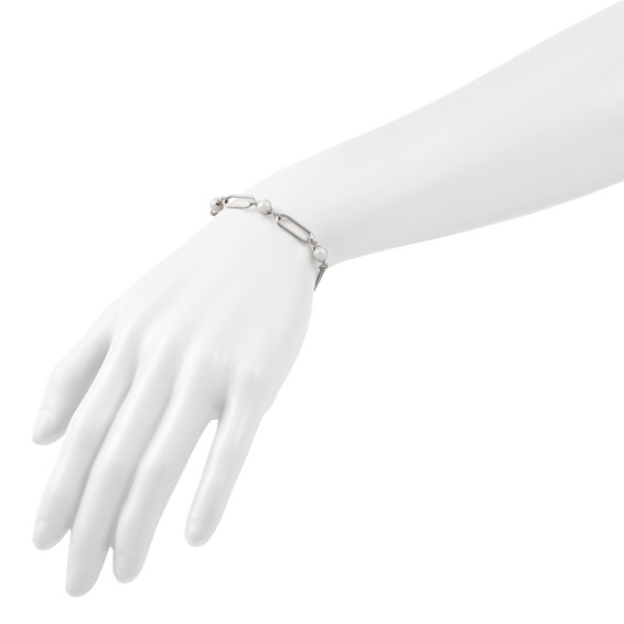 Leslie's Sterling Silver RH-plated Polished FWC Pearls w/2in ext. Bracelet