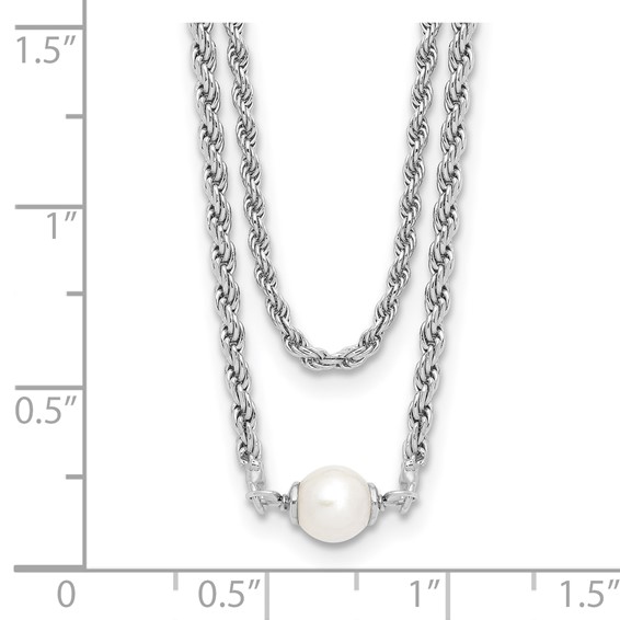 Leslie's Sterling Silver RH-plt Polish 2-strand FWC Pearl w/2in ext Necklac
