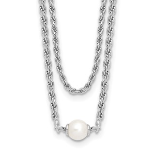 Leslie's Sterling Silver RH-plt Polish 2-strand FWC Pearl w/2in ext Necklac