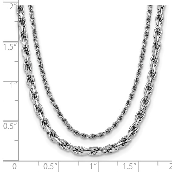 Leslie's Sterling Silver RH-plated Polished 2-Strand with 1.5in ext. Neckla