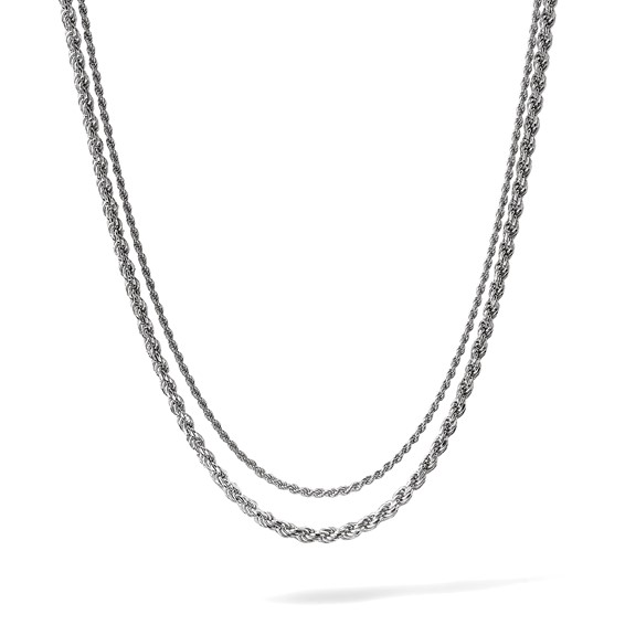 Leslie's Sterling Silver RH-plated Polished 2-Strand with 1.5in ext. Neckla