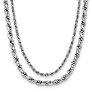 Leslie's Sterling Silver RH-plated Polished 2-Strand with 1.5in ext. Neckla