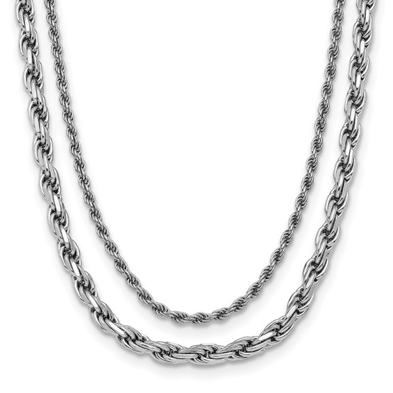 Leslie's Sterling Silver RH-plated Polished 2-Strand with 1.5in ext. Neckla