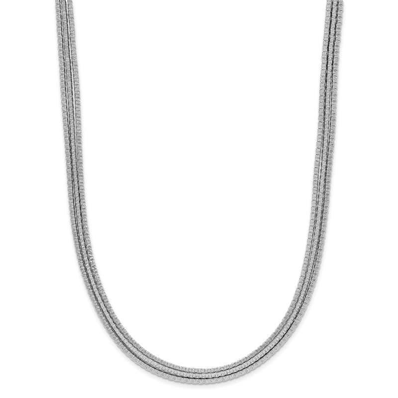 Sterling Silver Rhodium-plated Textured 3-Strand Necklace