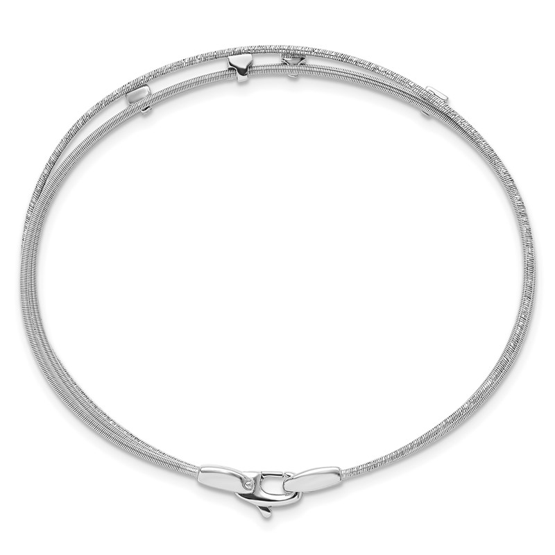 Sterling Silver Rhodium-plated CZ Polished and Textured Bracelet