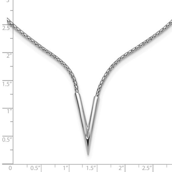 Leslie's Sterling Silver Rh-plated Polished V with 2in ext. Necklace