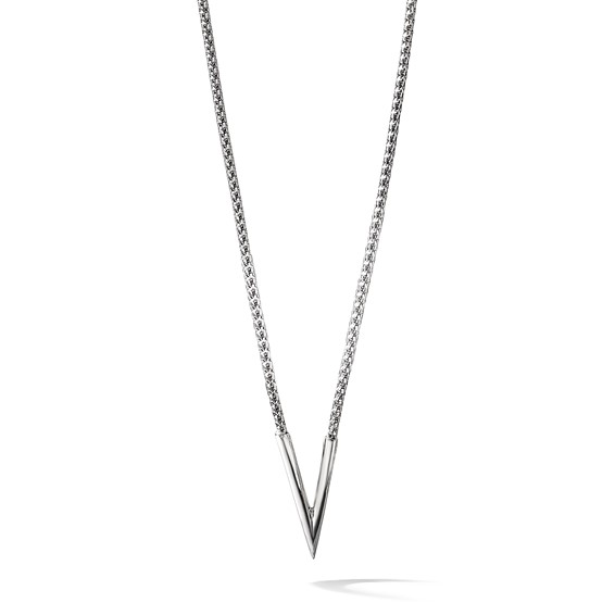 Leslie's Sterling Silver Rh-plated Polished V with 2in ext. Necklace