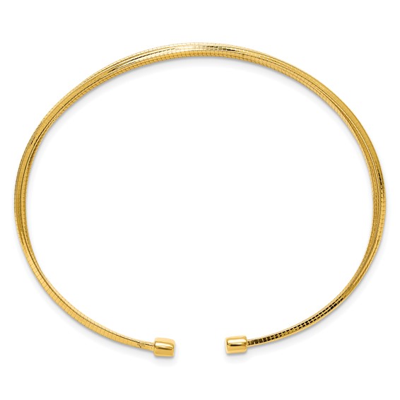 Leslie's Sterling Silver Gold-plated Polished and Textured Cuff Bracelet