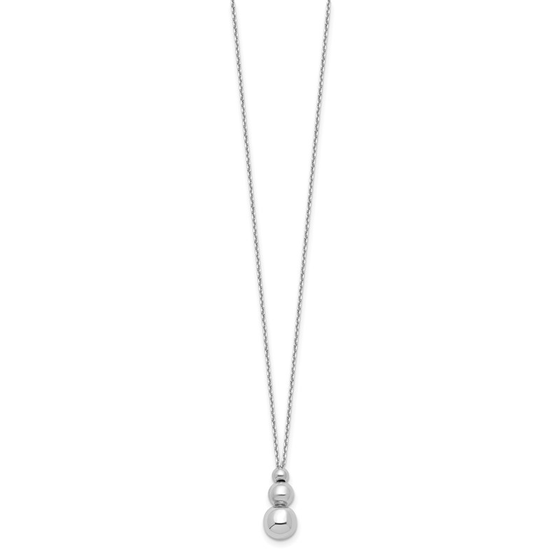 Sterling Silver Rh-plated Polished Beads with 1in ext. Necklace