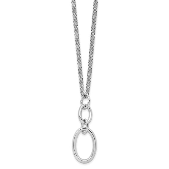 Leslie's Sterling Silver Rh-plated 2-strand Oval with 1.5in ext. Necklace