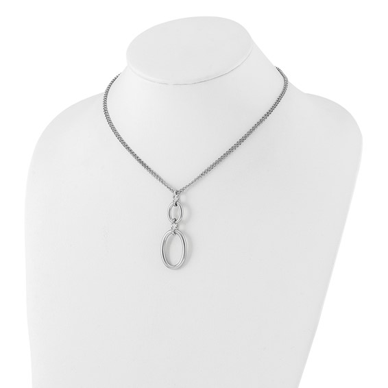 Leslie's Sterling Silver Rh-plated 2-strand Oval with 1.5in ext. Necklace