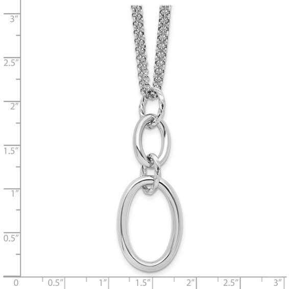 Leslie's Sterling Silver Rh-plated 2-strand Oval with 1.5in ext. Necklace