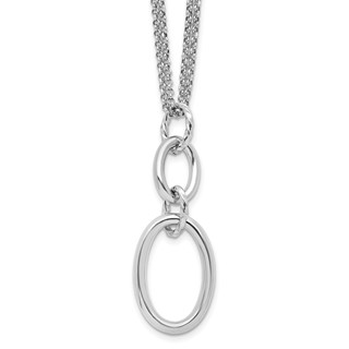 Leslie's Sterling Silver Rh-plated 2-strand Oval with 1.5in ext. Necklace