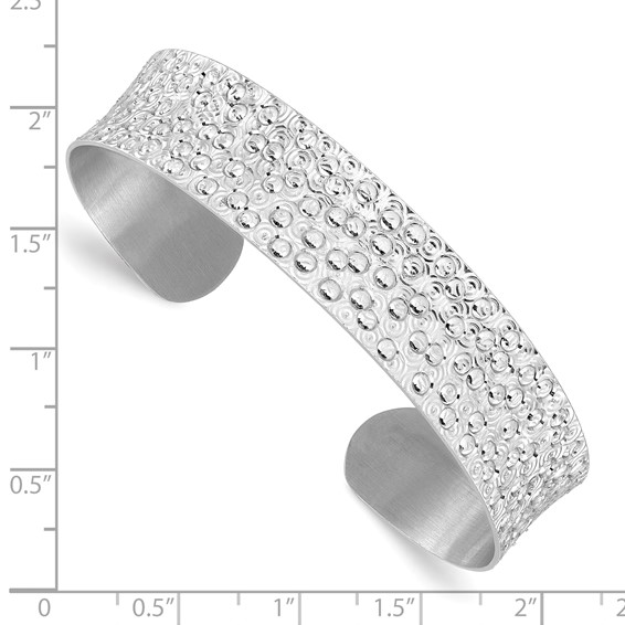 Leslie's Sterling Silver Rhodium-plated Textured Bangle
