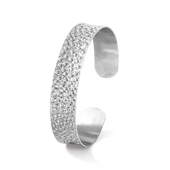 Leslie's Sterling Silver Rhodium-plated Textured Bangle