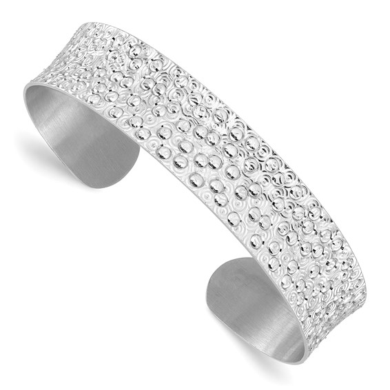 Leslie's Sterling Silver Rhodium-plated Textured Bangle