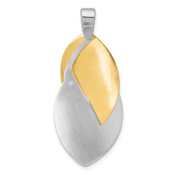 Leslie's SS Rhodium and Gold-tone Polished and Textured Pendant