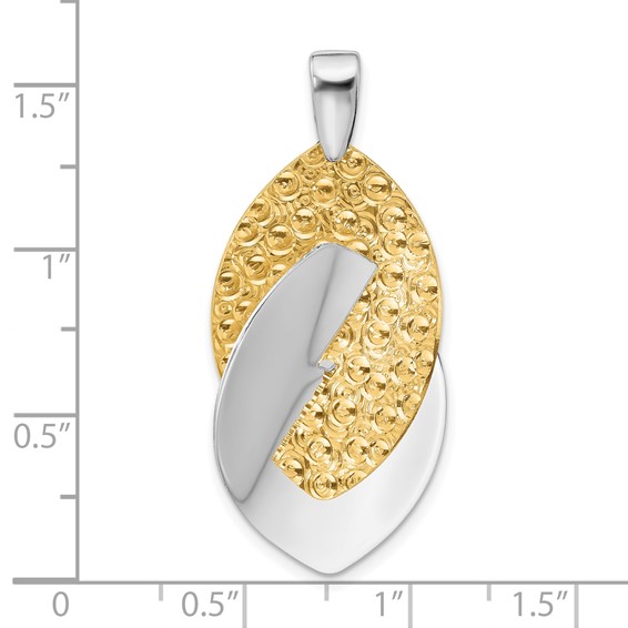 Leslie's SS Rhodium and Gold-tone Polished and Textured Pendant
