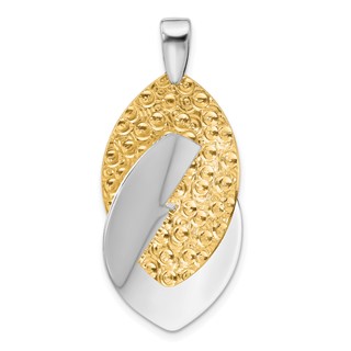 Leslie's SS Rhodium and Gold-tone Polished and Textured Pendant