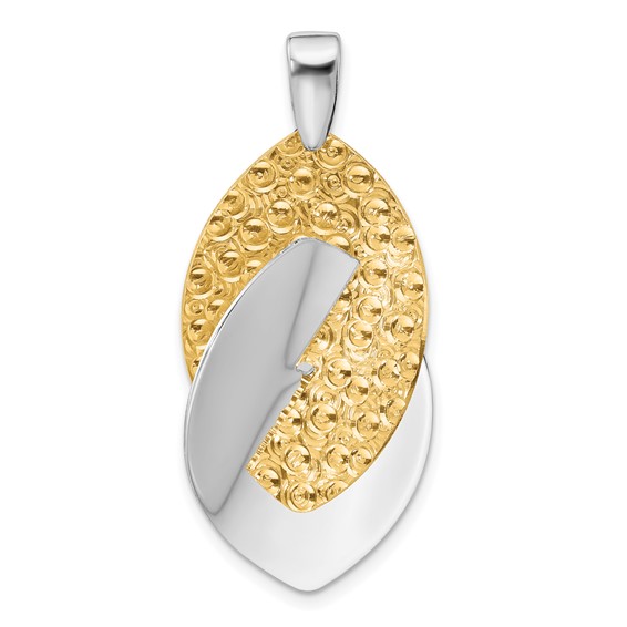 Leslie's SS Rhodium and Gold-tone Polished and Textured Pendant