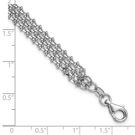 Leslie's Sterling Silver Rh-plated Polished 3-Strand w/1in ext. Bracelet