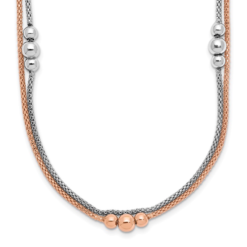 Sterling Silver Rhodium and Rose-tone w/1.75in ext. Necklace