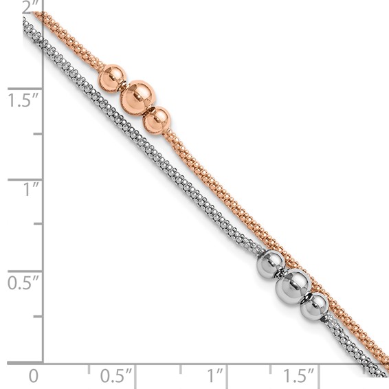 Leslie's Sterling Silver Rhodium and Rose-tone w/1in ext. Bracelet