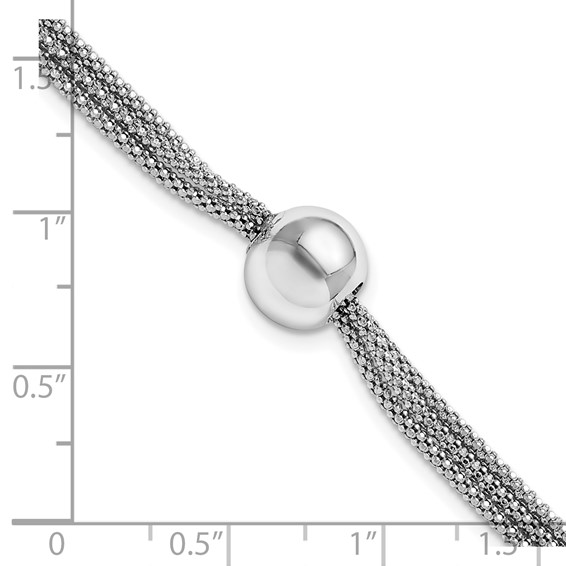 Leslie's Sterling Silver RH-plt Polished 3-Strand Bead w/2in ext. Bracelet