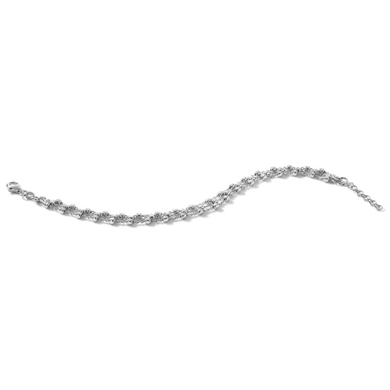 Leslie's Sterling Silver Rh-plt 3 Strand Beaded 7.5in w/1in ext. Bracelet