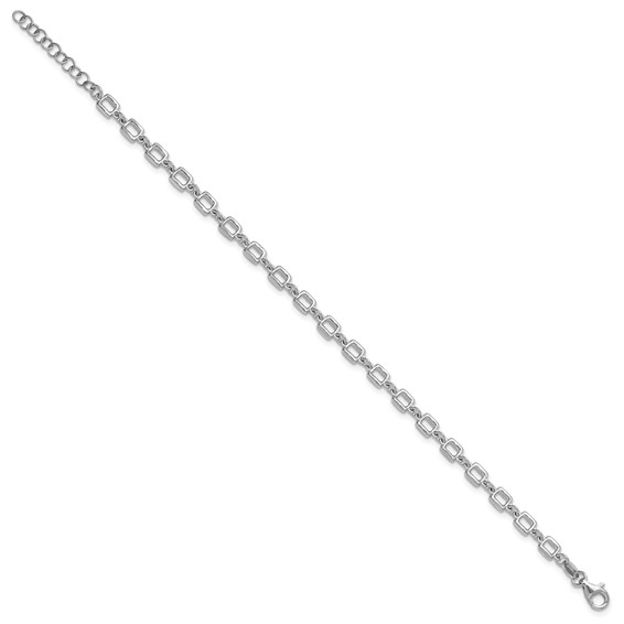 Leslie's Sterling Silver Rhodium-plated Square Link w/1in ext. Bracelet