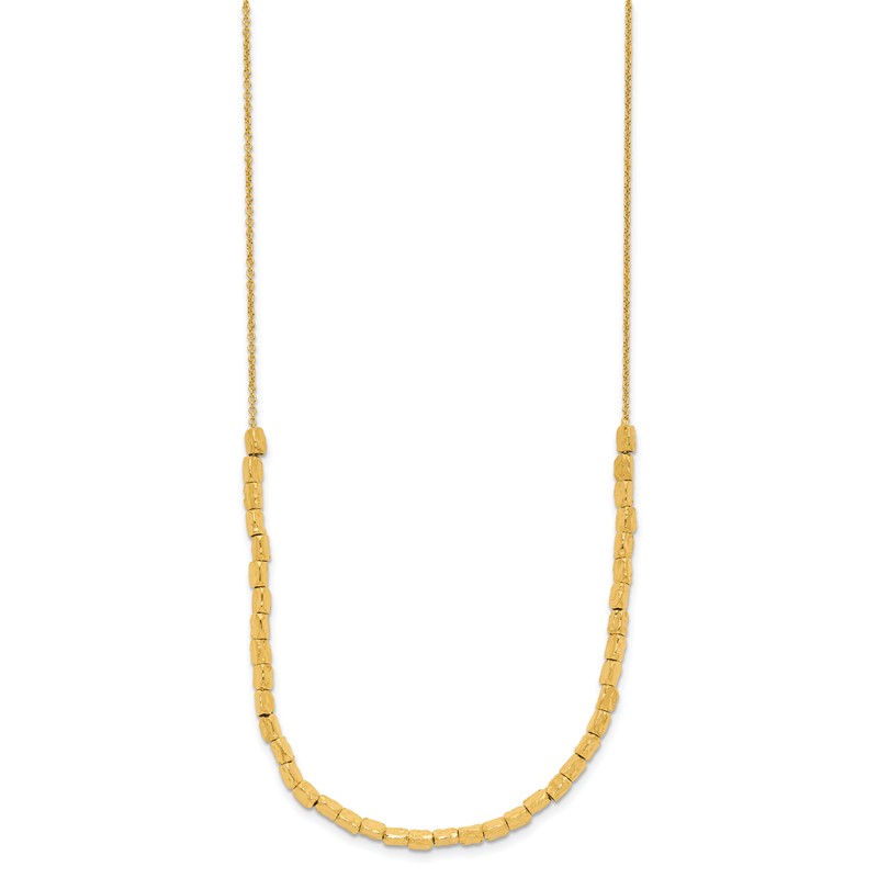 Sterling Silver Gold-plated Polished/Hammered w/2in ext. Necklace