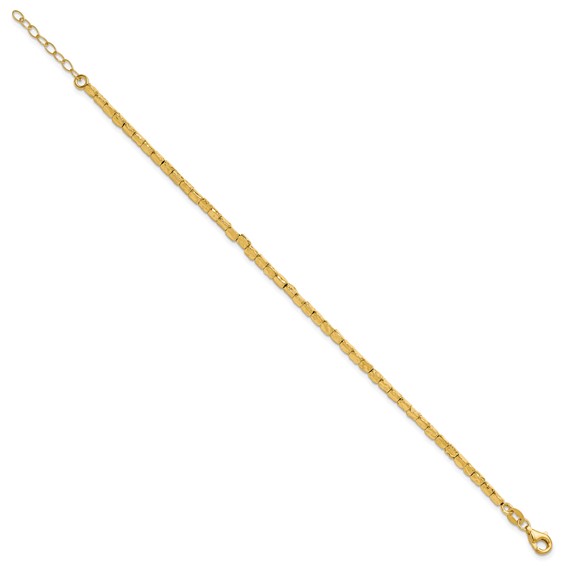 Leslie's Sterling Silver Gold-plated Polished/Hammered w/1in ext. Bracelet