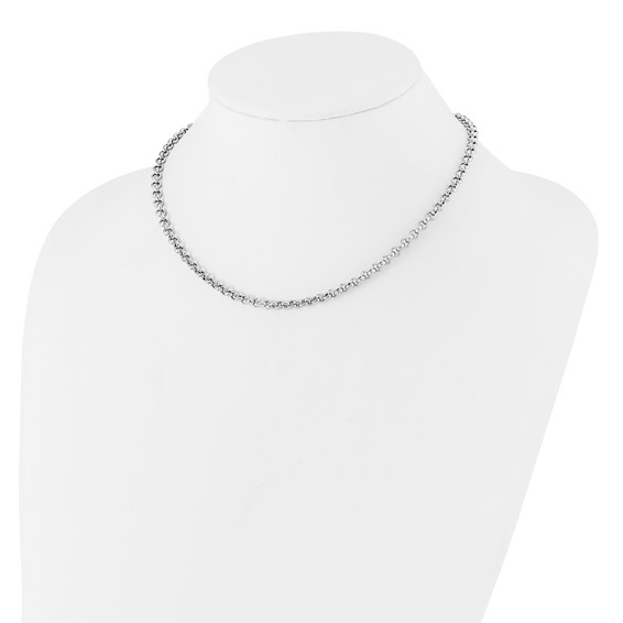 Leslie's Sterling Silver RH-plated Fancy Link Necklace