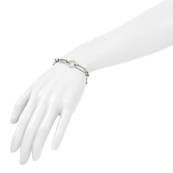 Leslie's Sterling Silver RH-plated Polished Fancy Link w/ 1in ext. Bracelet