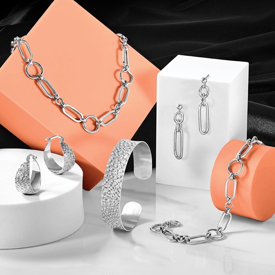 Leslie's Sterling Silver RH-plated Polished Fancy Link w/ 1in ext. Bracelet