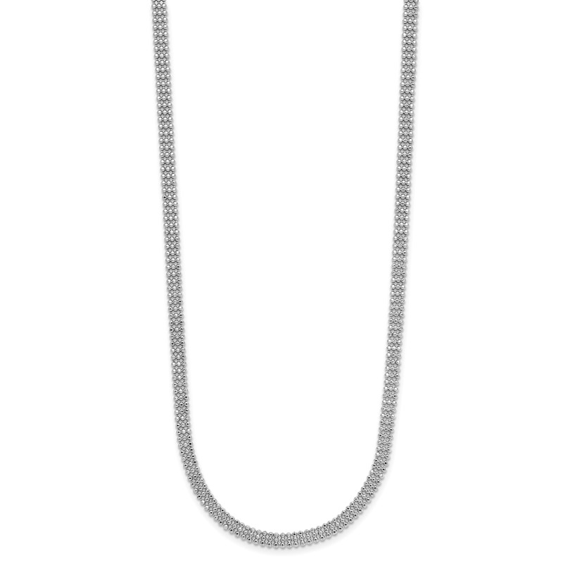 Sterling Silver RH-plt Polish 3-Strand Beaded w/2in ext. Necklace