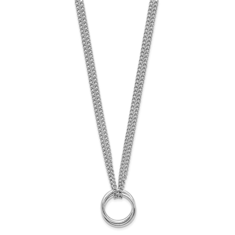 Sterling Silver RH-plt Multi-Strand Circles w/ 2in ext. Necklace