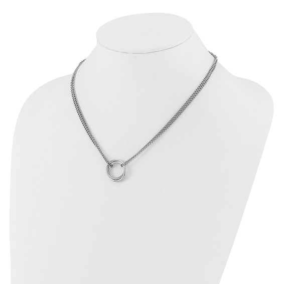 Leslie's Sterling Silver RH-plt Multi-Strand Circles w/ 2in ext. Necklace