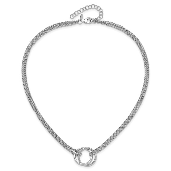 Leslie's Sterling Silver RH-plt Multi-Strand Circles w/ 2in ext. Necklace