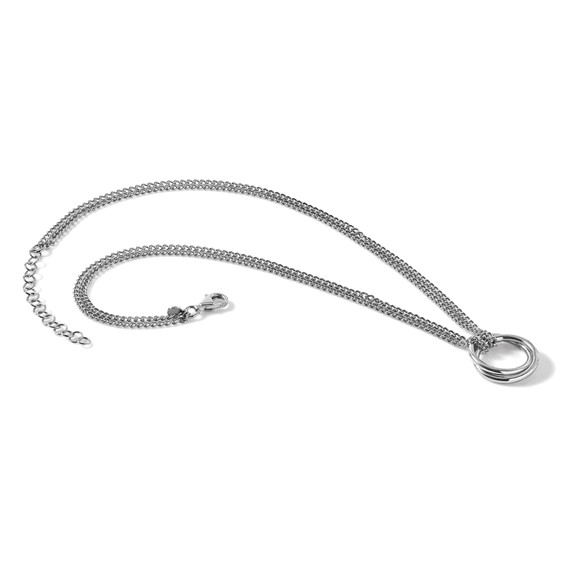 Leslie's Sterling Silver RH-plt Multi-Strand Circles w/ 2in ext. Necklace