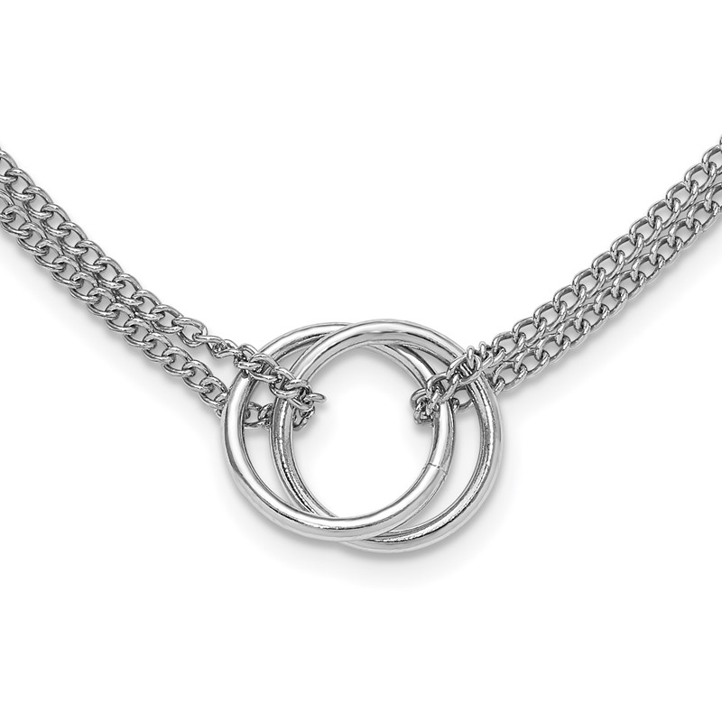 Sterling Silver RH-plt Multi-Strand Circles w/ 2in ext. Necklace