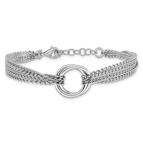 Leslie's Sterling Silver RH-plt Multi-Strand Circles w/ 1in ext. Bracelet